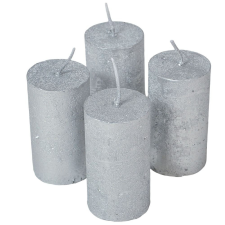 Rusztikus metál henger 40x75mm ezüst 4db/csom (db ár) gyertya