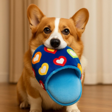 Saját Csipogó papucs alakú plüss kutyajáték játék kutyáknak