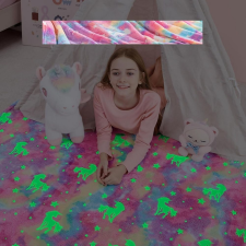 Saját Sötétben világító unikornisos wellsoft plüss takaró lakástextília