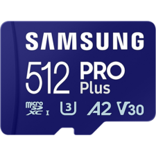 Samsung 512 GB MicroSDXC Card  Pro Plus (180 MB/s, Class 10, U3, V30, A2) memóriakártya