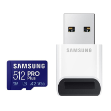Samsung 512GB microSDXC Samsung PRO+ (2021) U3 A2 V30 + kártyaolvasó (MB-MD512KB/WW) memóriakártya