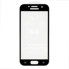 Samsung A320 Galaxy A3 2017, Kijelzővédő fólia, (ütésálló) Full Glue 5D, fekete mobiltelefon kellék