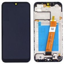 Samsung Galaxy A01 SM-A015 fekete gyári LCD+érintőpanel kerettel (keskeny kábeles) mobiltelefon, tablet alkatrész