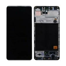  Samsung Galaxy A51 OEM OLED kijelző érintővel fekete kerettel, előlap mobiltelefon, tablet alkatrész