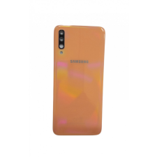 Samsung Galaxy A70 gyári készülék hátlap, bontott, kamera lencsével, narancssárga, SM-A705 tok és táska