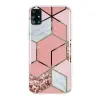  Samsung Galaxy M51 Telefontok - COSMO Marble d2 - Pink mintás műanyag hátlap tok, szilikon kerettel