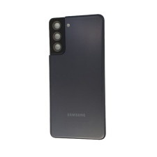 Samsung Galaxy S21 gyári készülék hátlap, bontott, kamera lencsével, fekete, SM-G991 tok és táska