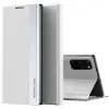  Samsung Galaxy S23 FE SM-S711, Oldalra nyíló tok, stand, Wooze Silver Line, világosszürke