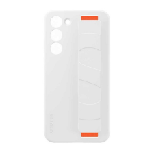 Samsung Galaxy S23 (SM-S911) szilikon telefonvédő (matt, beépített szíj) fehér tok és táska