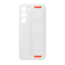 Samsung Galaxy S23 SM-S911, Szilikon tok, matt, beépített szíj, fehér, gyári tok és táska