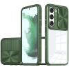  Samsung Galaxy S24 Ultra SM-S928, Műanyag hátlap + szilikon keret, átlátszó akril hátlap, kamera védelem, Wooze Trendy, zöld