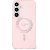  Samsung Galaxy S25 - Guess Classic Logo strasszokkal - pink MagSafe kompatibilis hátlap tok