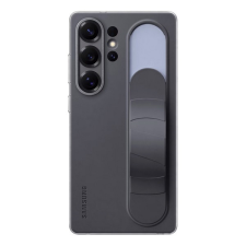 Samsung Galaxy S25 Ultra (SM-S938) szilikon telefonvédő (matt, beépített szíj, kitámasztó) fekete mobiltelefon kellék