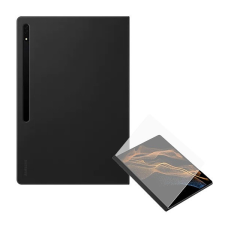 Samsung Galaxy Tab S8 Ultra 14.6 SM-X900 / X906, mappa tok, átlátszó előlap, érintőceruza tartó, Note View Cover, fekete, gyári tablet tok