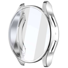  Samsung Galaxy Watch7 44mm, Okosóra szilikontok, Szilikon előlapvédő is, Galvanizált, Ezüst okosóra kellék