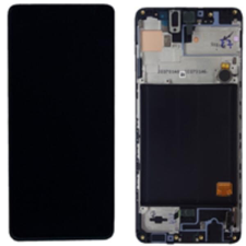 Samsung GH82-23124A Gyári Samsung Galaxy A51 OLED kijelző érintővel Fekete kerettel előlap mobiltelefon, tablet alkatrész