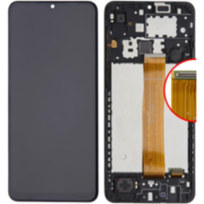Samsung GH82-25042A Gyári Samsung Galaxy M12 fekete LCD kijelző érintővel kerettel előlap mobiltelefon, tablet alkatrész