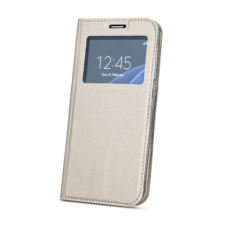 Samsung J415 Galaxy J4+ 2018, Oldalra nyíló flip tok, Ablakos, arany tok és táska