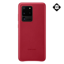 Samsung műanyag telefonvédő (valódi bőr hátlap) PIROS tok és táska