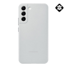 Samsung műanyag telefonvédő (valódi bőr hátlap) világosszürke tok és táska