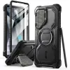 Samsung Supcase ArmorBox Samsung Galaxy S25 Ultra ütésálló tok, kijelző védelemmel, kitámasztóval, MagSafe, fekete
