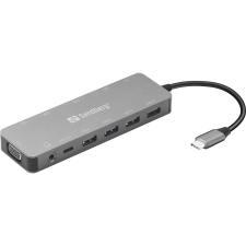 SANDBERG Dockingstation Sandberg USB-C > 4xUSB/2xUSB-C/2xHDMI/VGA/Ethernet/Audio/Kartenleser Grey (136-45) laptop kellék