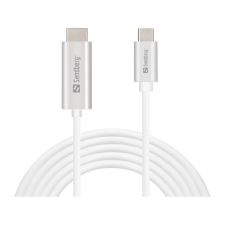 SANDBERG Kábel - USB-C to HDMI (4K/32Hz, fehér, 2m) kábel és adapter