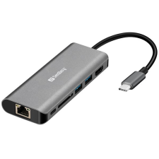 SANDBERG Notebook Dokkoló - USB-C Dock HDMI+LAN+SD+USB,61W (USB-C bem. / HDMI+USB3.0+USB-C+RJ45+SD kim.) laptop kellék