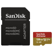 Sandisk 121586, MICROSD EXTREME KÁRTYA 128GB, 190/90 MB/s, A2 C10 V30 UHS-I U3 memóriakártya