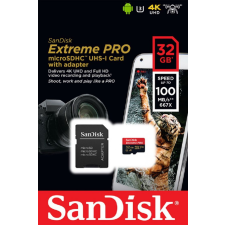 Sandisk 32GB microSDHC Extreme Pro Class 10 UHS-I V30 A1 + adapterrel memóriakártya