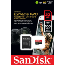 Sandisk 32GB microSDHC Extreme Pro Class 10 UHS-I V30 A1 + adapterrel 00173427 memóriakártya