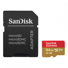 Sandisk 64GB microSDXC Class 10 U3 V30 A2 Extreme + adapterrel memóriakártya