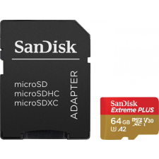 Sandisk 64GB microSDXC Extreme Plus Class 10 U3 A2 C10 V30 + adapterrel memóriakártya