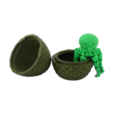 Sani Figurine, Közepes tojás Mini Octopusszal 67x85 mm, Sötétzöld, Zöld játékfigura
