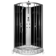  Sanimix Hidromasszázs zuhanykabin üveg hátfallal 90x90x210 22.181 BLACK INGYEN SZÁLLÍTÁSSAL kád, zuhanykabin