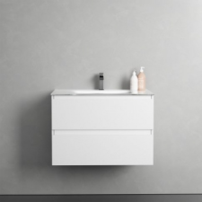 Sanotechnik CUBE 70 függesztett bútorszett, üvegmosdóval, fehér fürdőszoba bútor
