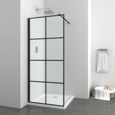 Sanotechnik ELITE BLACK ZUHANYFAL, 95X195 CM, 6MM MATT FEKETE ACÉL PROFILOK ÉS TÁVTARTÓ kád, zuhanykabin