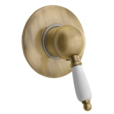 Sapho KIRKÉ falbaépíthető csaptelep, 1 irányú, fehér karral, bronz (KI41BB) csaptelep