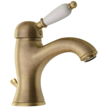 Sapho KIRKÉ mosdócsaptelep, automata leeresztővel, fehér kerámia karral, bronz (KI02BB) csaptelep