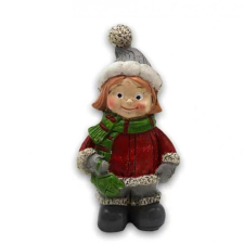  Sapkás figura kesztyűvel, polyresin. Mérete: 50x100x35 mm karácsonyi dekoráció
