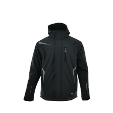 Sara Comfort Winter bélelt softshell hosszú kabát fekete - szürke munkaruha