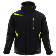 Sara Comfort Winter Bélelt Softshell Munkás kabát Fekete/Sárga - XL munkaruha