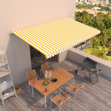 Sárga és fehér kézzel kihúzható napellenző 500 x 300 cm kerti bútor