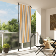  Sárga és fehér szövet és acél kültéri roló 100 x 270 cm kerti bútor