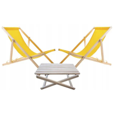  Sárga fa napozóágy készlet asztallal - woodok kerti bútor