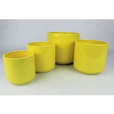 Sárga kerek kerámia virágcserép 18cm kerti tárolás