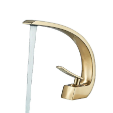  Sárgaréz medence mosogató csaptelep, egyfogantyú kialakítás, meleg és hideg víz, Csiszolt arany csaptelep