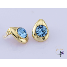  Sarlott antiallergén kék kristályköves fülbevaló-14K fülbevaló