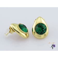  Sarlott antiallergén zöld kristályköves fülbevaló-14K fülbevaló