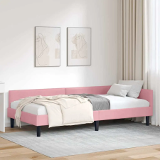  Sarok Ágykeret Rózsaszín 90 x 190 cm Bársony és Mérnökölt fa ágy és ágykellék
